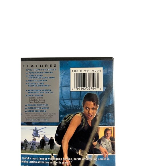 Lara Croft Tomb Raider 2001 DVD Action Angelina Jolie Jon Voight Pre-Owned - Picture 3 of 4